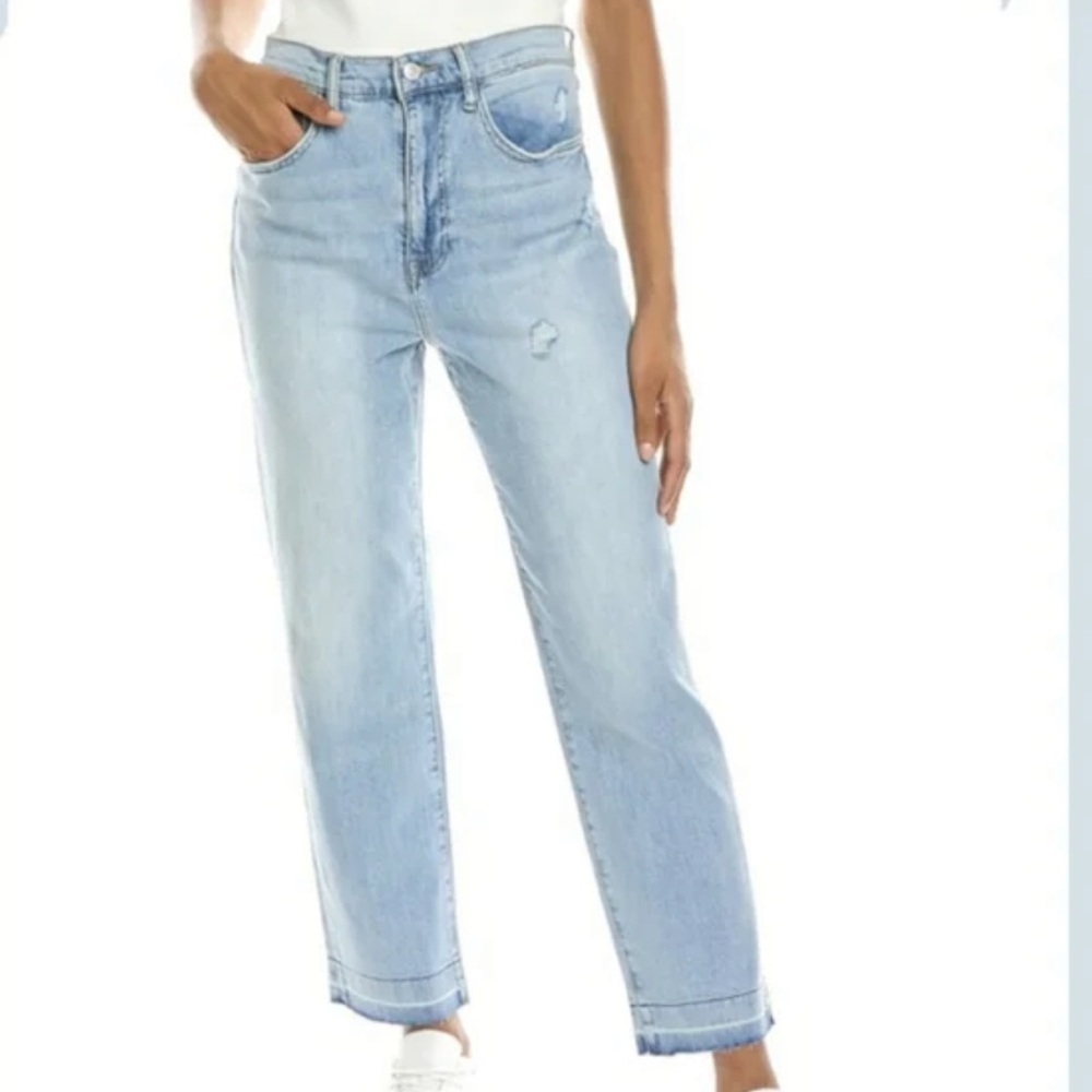 Hudson Women’s Kass Light Wash High-Rise Raw Hem Straight Crop Jeans Size 24